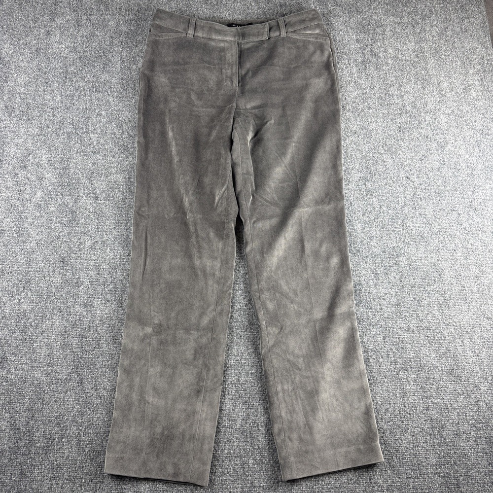 Zac & Rachel Grey Pants Size 10 Straight Leg Textured Faux Suede Stretch
